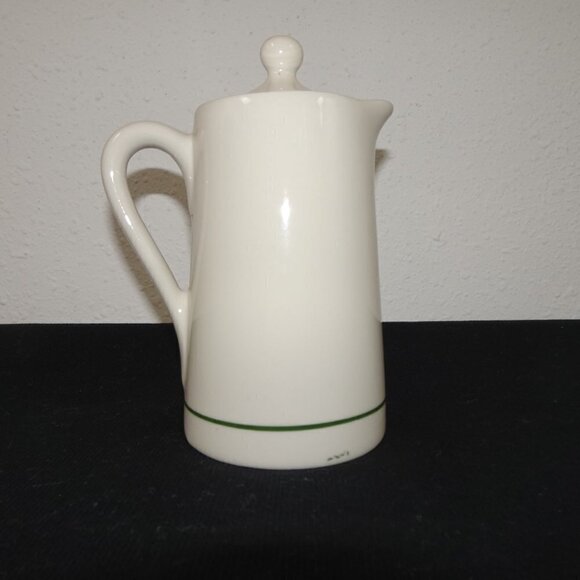 Vintage Mayer Coffee Tea Hot Water Pot Restaurant Individual Serving Green Band - Picture 3 of 9
